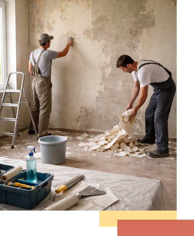 Снятие старых обоев в Североморске быстро и качественно