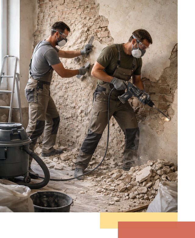 Демонтаж штукатурки со стен в Североморске быстро и аккуратно