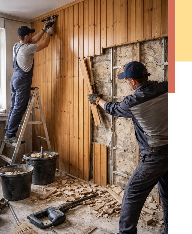 Демонтаж вагонки со стен в Североморске от 1551 руб. — снятие, удаление, срочно | ОТДЕЛОЧНИК-Свм