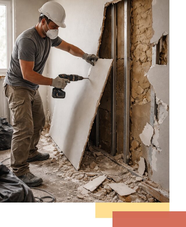 Демонтаж гипсокартона со стен в Североморске качественно и быстро