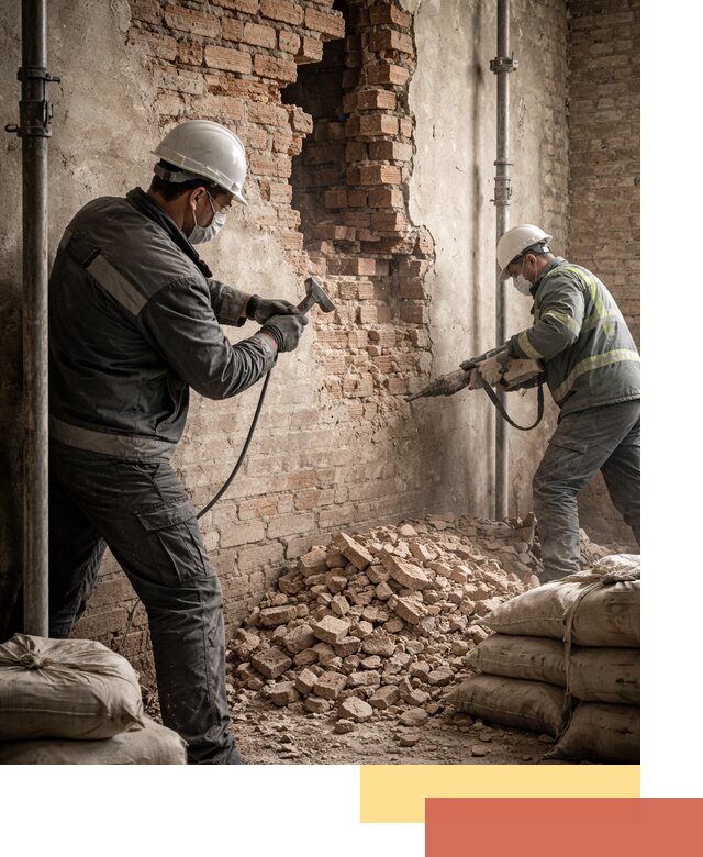 Демонтаж кирпичных стен в Североморске быстро и безопасно