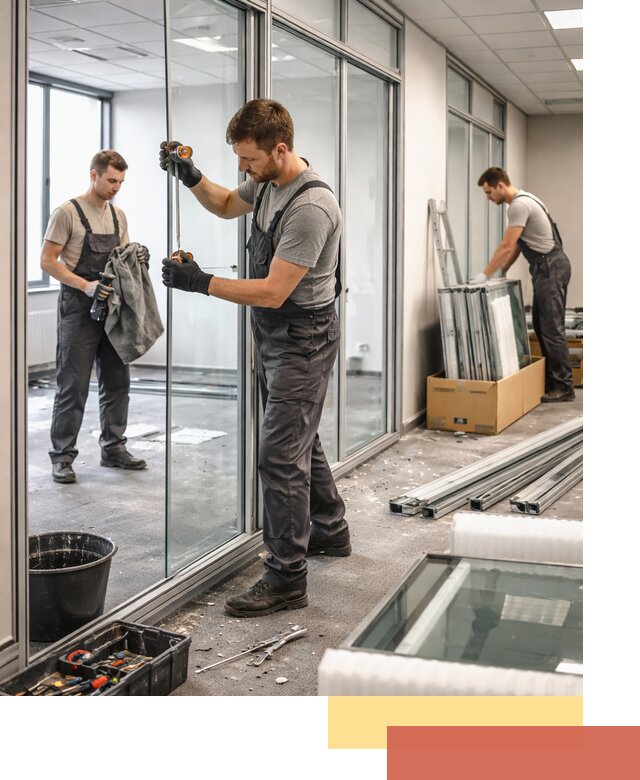 Демонтаж стеклянных перегородок в Североморске быстро и безопасно