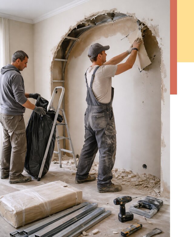 Демонтаж арки из гипсокартона в Североморске от 3744 руб. — услуги под ключ | ОТДЕЛОЧНИК-Свм