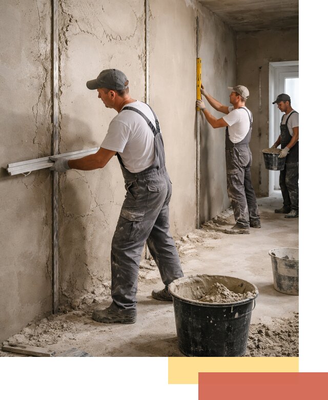 Штукатурка стен по маякам в Североморске — точная и ровная поверхность