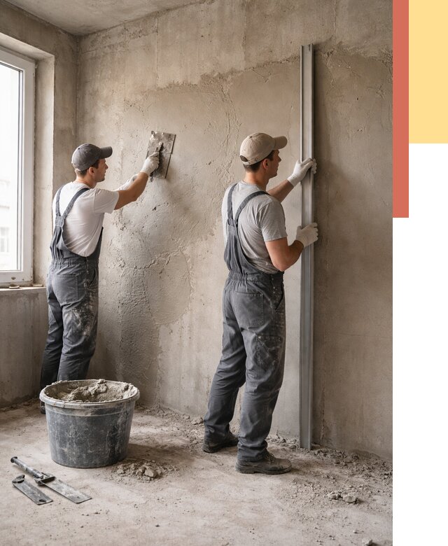 Штукатурка бетонных стен в Североморске от 4814 руб/м² — качественно и быстро | ОТДЕЛОЧНИК-Свм
