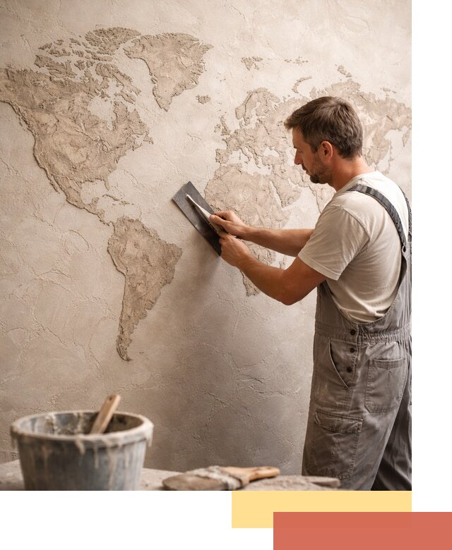 Декоративная штукатурка «Карта мира» под ключ в Североморске