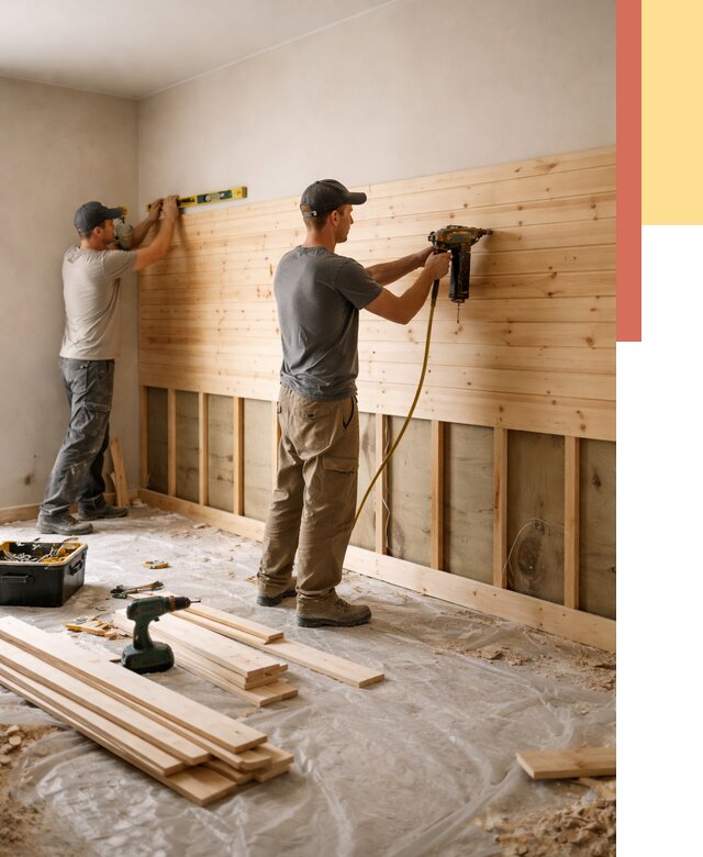 Монтаж деревянной вагонки на стены в Североморске от 8023 руб. | Услуги монтажа вагонки | ОТДЕЛОЧНИК-Свм