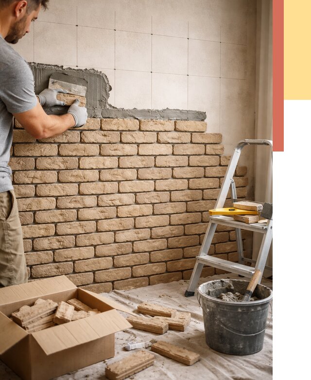 Монтаж декоративного кирпича в Североморске от 3423 руб./м² — быстро и недорого | ОТДЕЛОЧНИК-Свм