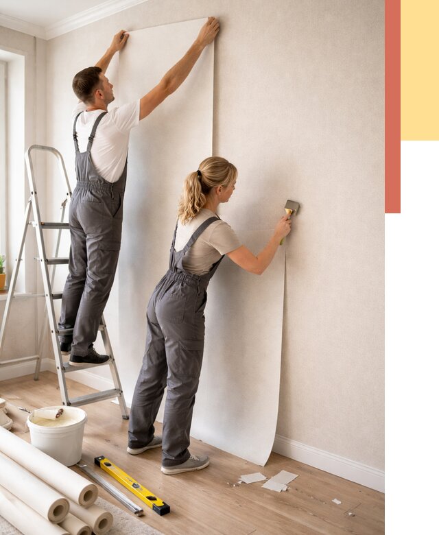 Поклейка флизелиновых обоев в Североморске от 6418 руб. | Быстро и недорого — ОТДЕЛОЧНИК-Свм