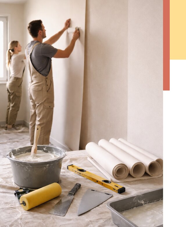 Поклейка бумажных обоев в Североморске от 5883 руб./м2 — быстро и недорого | ОТДЕЛОЧНИК-Свм