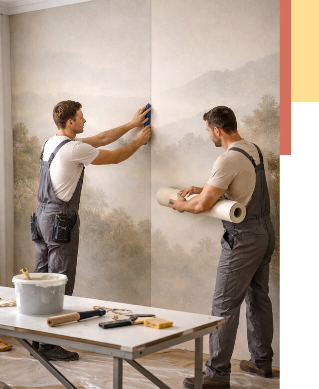 Поклейка фотообоев в Североморске от 9092 руб/м² — быстро и недорого | ОТДЕЛОЧНИК-Свм