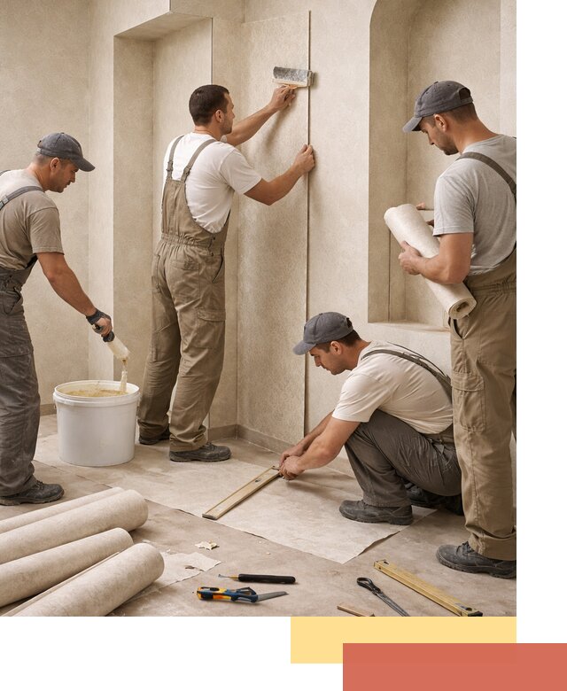 Поклейка обоев на сложные стены и неровные поверхности в Североморске