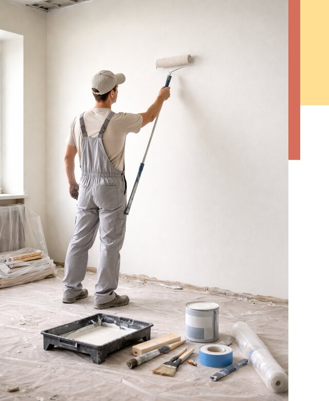 Покраска стен водоэмульсионной краской в Североморске от 481 руб. за м² | ОТДЕЛОЧНИК-Свм