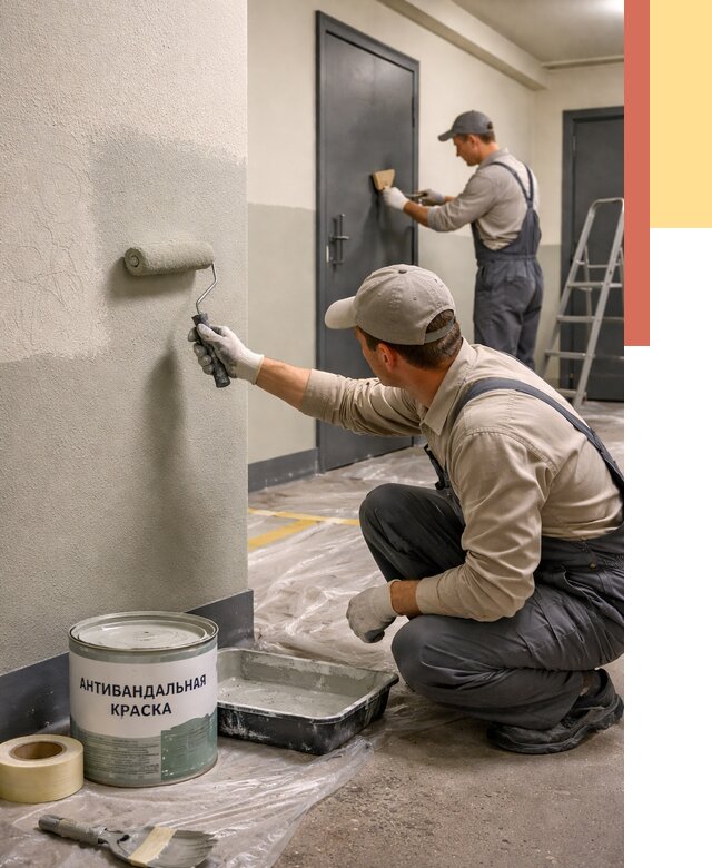 Покраска стен антивандальной краской в Североморске от 4814 руб./м² под ключ | ОТДЕЛОЧНИК-Свм