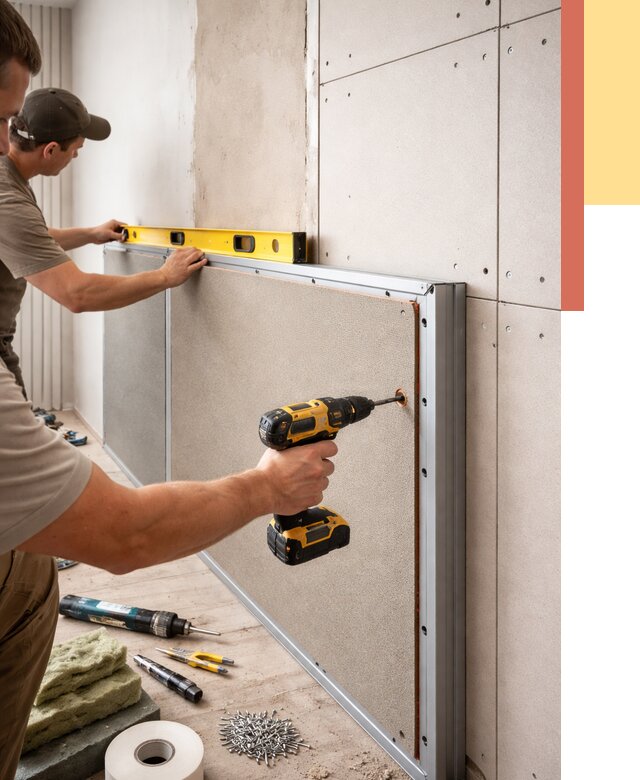 Шумоизоляция стен панелями ЗИПС в Североморске от 2353 руб./м² под ключ | ОТДЕЛОЧНИК-Свм