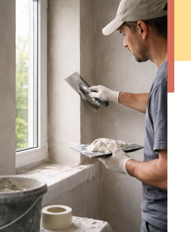 Штукатурка откосов в Североморске от 4814 руб/м² — услуги и выравнивание под ключ | ОТДЕЛОЧНИК-Свм