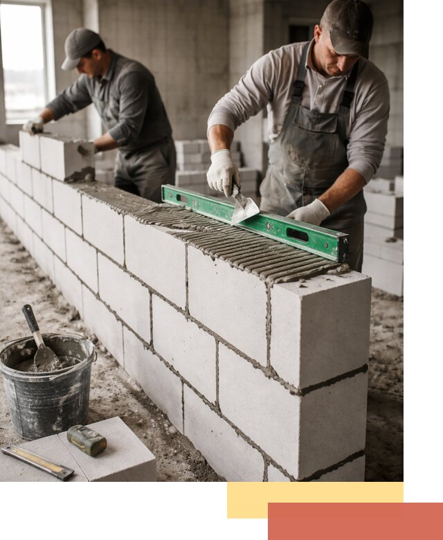 Кладка перегородок из газобетона в Североморске быстро и качественно