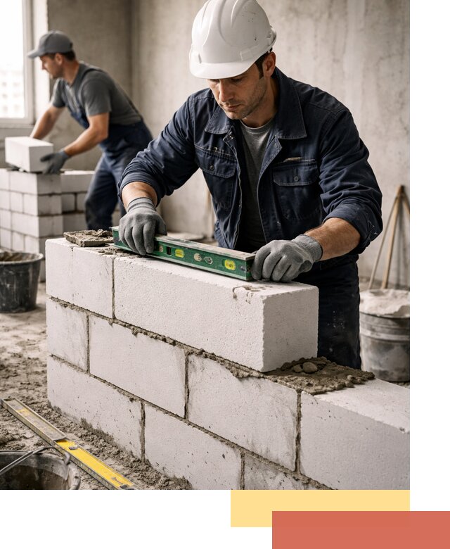 Кладка перегородок из пеноблока под ключ в Североморске