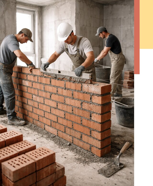 Кладка перегородок из кирпича в Североморске от 3744 руб. за м² | ОТДЕЛОЧНИК-Свм