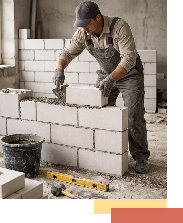 Кладка перегородок из силикатного блока в Североморске