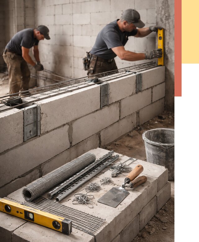 Армирование кладки перегородок в Североморске от 802 руб. под ключ | ОТДЕЛОЧНИК-Свм