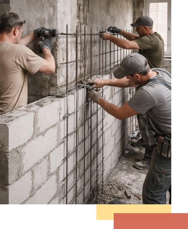Армирование кладки перегородок в Североморске профессионально и надёжно