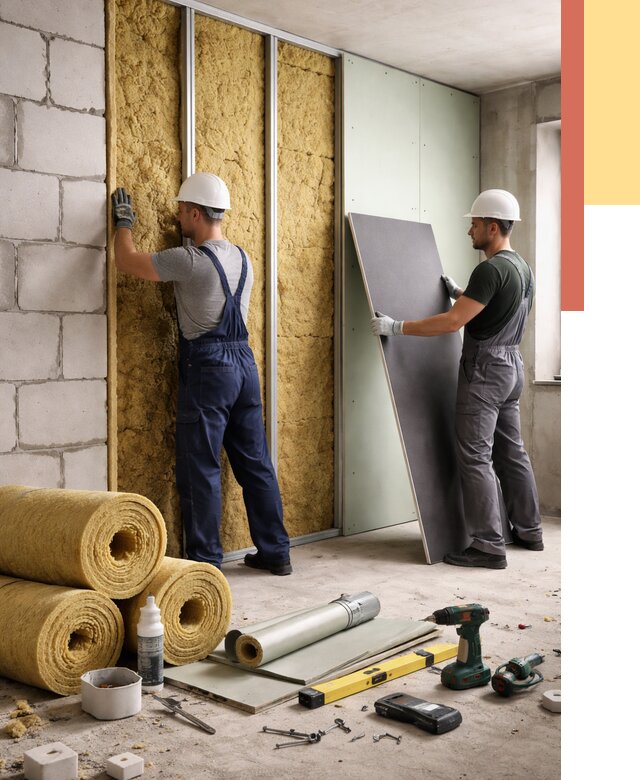 Шумоизоляция перегородок из блоков в Североморске от 1979 руб./м² — быстро и недорого | ОТДЕЛОЧНИК-Свм