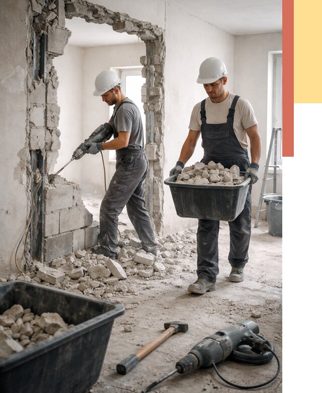 Демонтаж блоковых перегородок в Североморске от 4011 руб. — быстро и недорого | ОТДЕЛОЧНИК-Свм