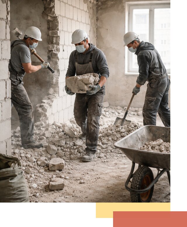 Демонтаж блочных перегородок в Североморске быстро и аккуратно