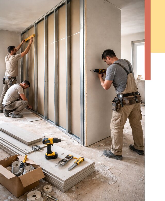 Монтаж однослойной перегородки из гипсокартона в Североморске от 695 руб. | ОТДЕЛОЧНИК-Свм