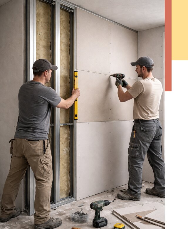 Монтаж двухслойной перегородки из гипсокартона в Североморске от 1551 руб. | ОТДЕЛОЧНИК-Свм