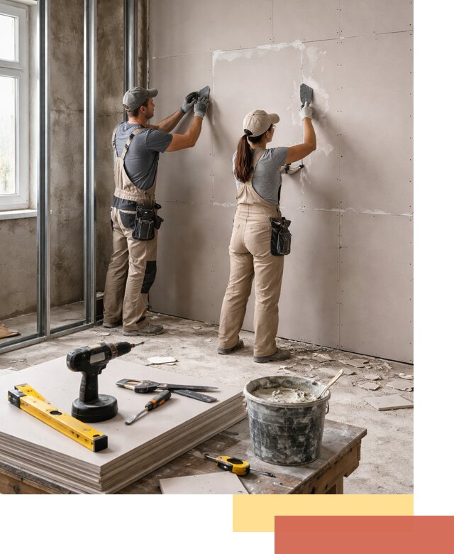 Монтаж двухслойной перегородки из гипсокартона в Североморске