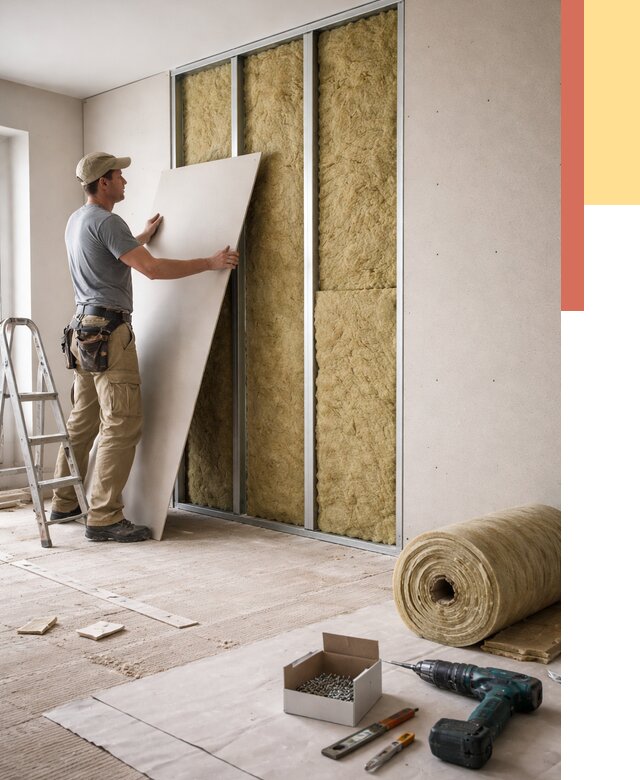 Перегородка из гипсокартона с шумоизоляцией в Североморске от 3337 руб. | ОТДЕЛОЧНИК-Свм