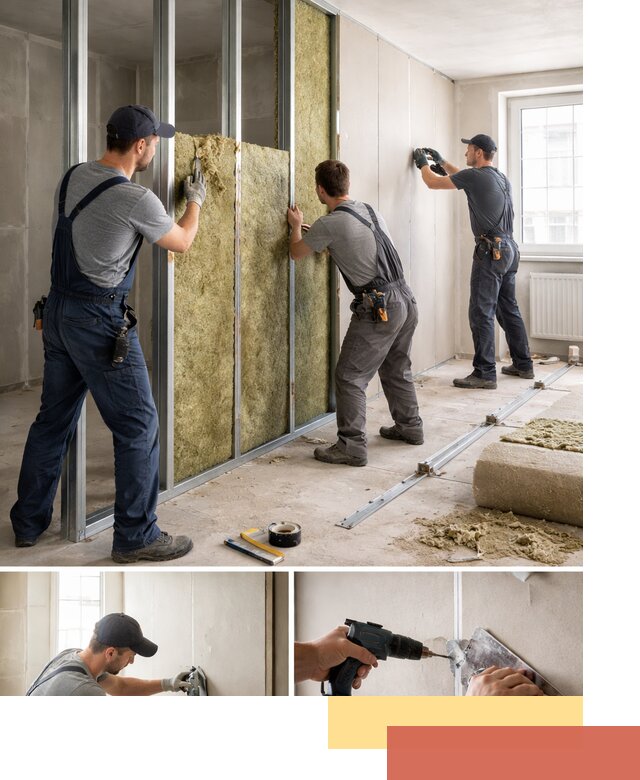 Перегородка из гипсокартона с шумоизоляцией в Североморске — монтаж под ключ