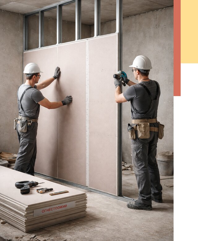 Перегородка из огнестойкого гипсокартона в Североморске от 1979 руб. под ключ | ОТДЕЛОЧНИК-Свм