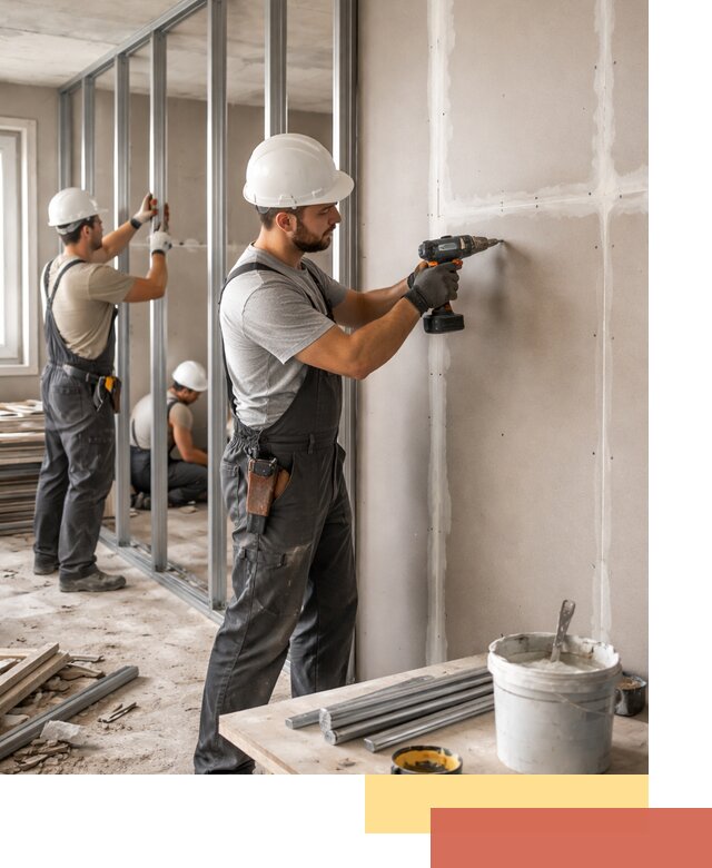 Перегородки из огнестойкого гипсокартона в Североморске под ключ