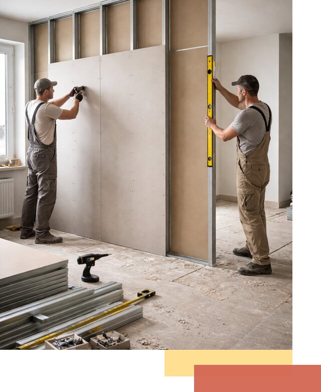 Зонирующая перегородка из гипсокартона под ключ в Североморске