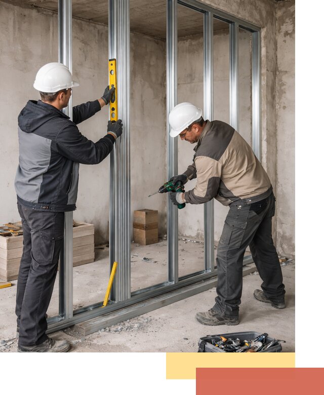 Монтаж каркаса перегородки из профиля в Североморске