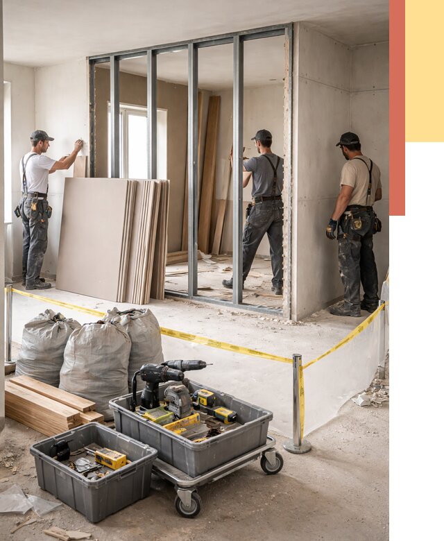 Перенос гипсокартонной перегородки в Североморске под ключ от 4814 руб. | Демонтаж и монтаж – ОТДЕЛОЧНИК-Свм