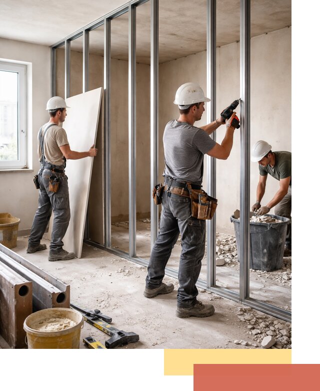 Перенос гипсокартонной перегородки в Североморске профессионально и быстро