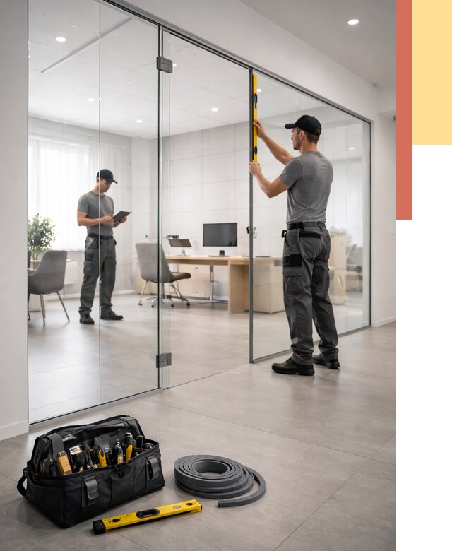 Цельностеклянные перегородки под ключ в Североморске от 10162 руб. — монтаж и цены | ОТДЕЛОЧНИК-Свм