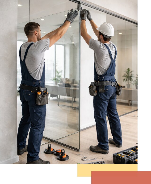 Безрамные стеклянные перегородки под ключ в Североморске