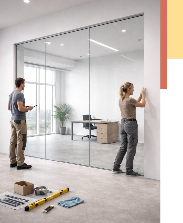 Перегородки из закаленного стекла в Североморске от 10162 руб. под ключ | ОТДЕЛОЧНИК-Свм