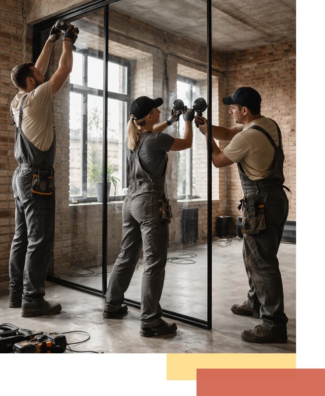 Стеклянные перегородки лофт — изготовление и монтаж в Североморске