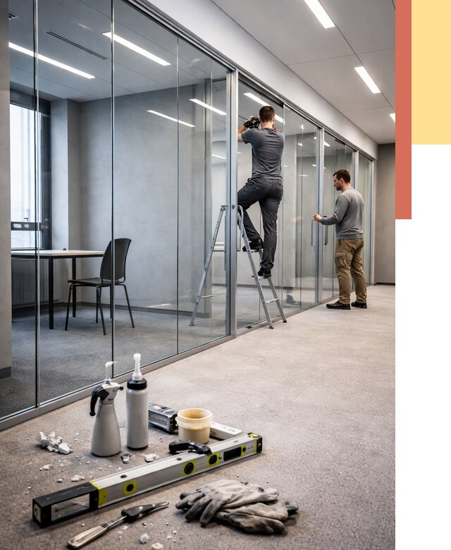 Стеклянные офисные перегородки в Североморске от 9092 руб. — монтаж и установка | ОТДЕЛОЧНИК-Свм