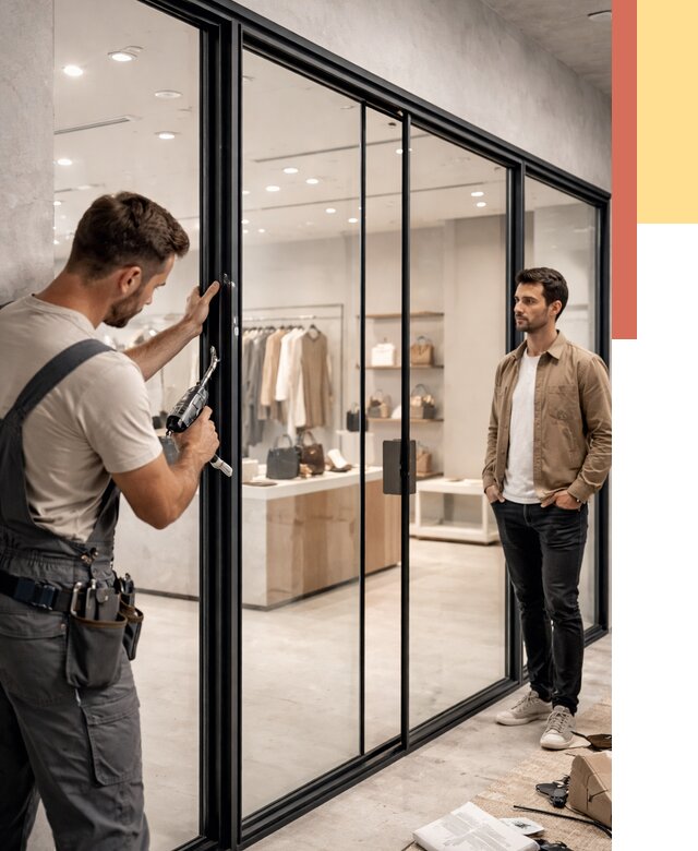 Стеклянные перегородки для магазинов в Североморске от 8772 руб. под ключ | ОТДЕЛОЧНИК-Свм