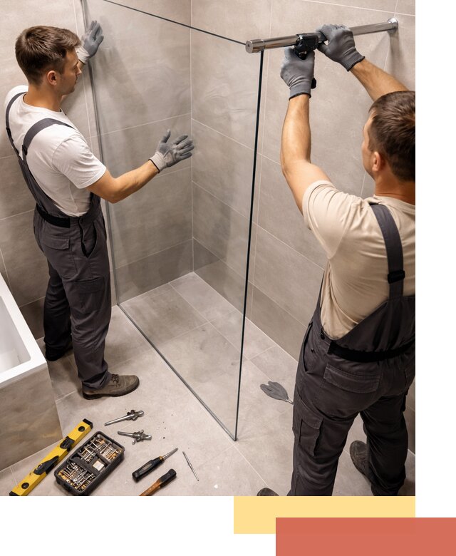 Стеклянные перегородки для душа в Североморске — изготовление и монтаж