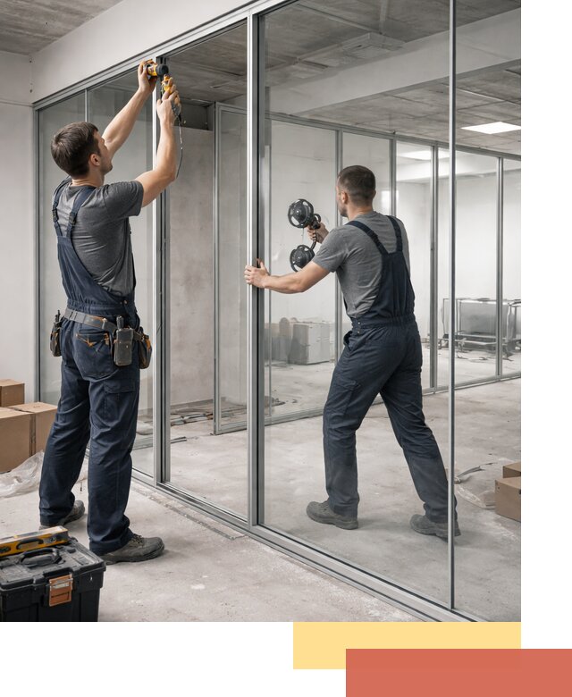 Алюминиевые перегородки со стеклом в Североморске — изготовление и монтаж