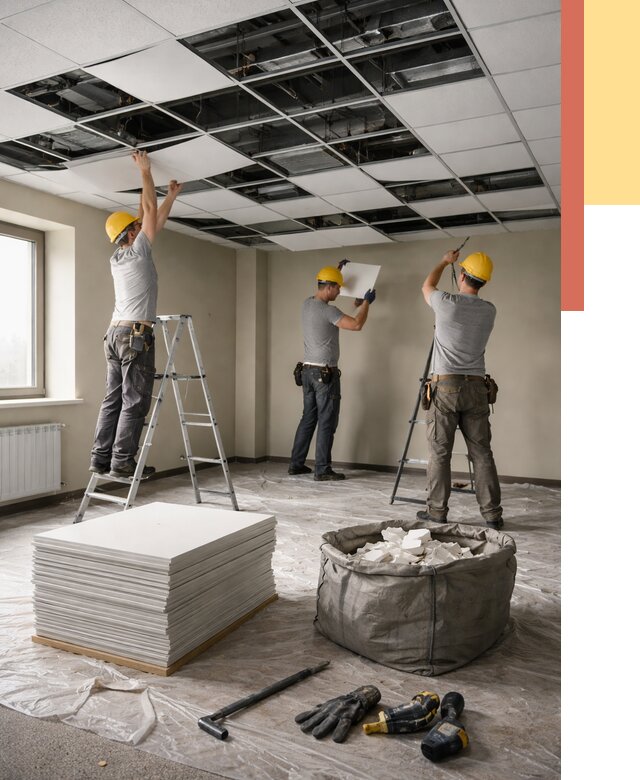 Демонтаж потолка Армстронг в Североморске от 4814 руб. быстро и недорого | ОТДЕЛОЧНИК-Свм