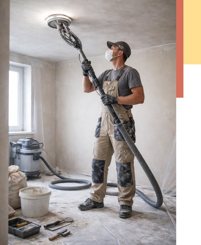 Шлифовка потолка в Североморске от 3744 руб. — услуги шлифования потолка | ОТДЕЛОЧНИК-Свм